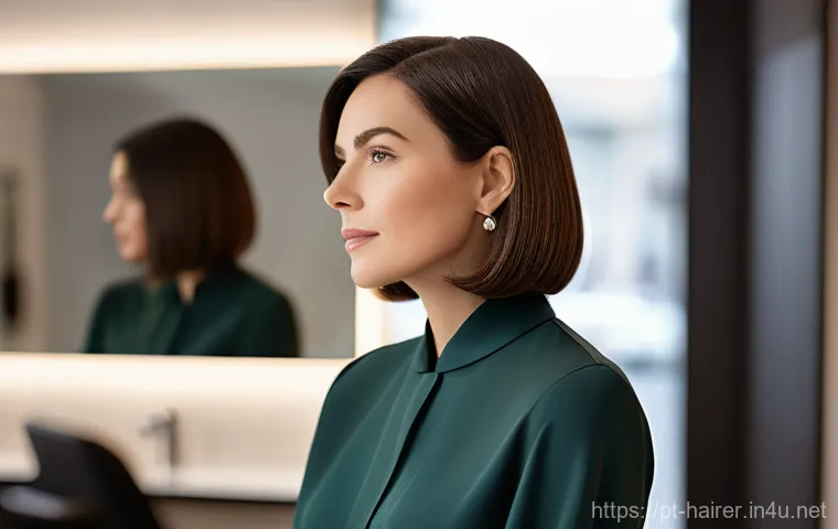 헤어디자이너 창작 스타일링 팁 - Prompt 1: The Sleek, Layerless Bob**