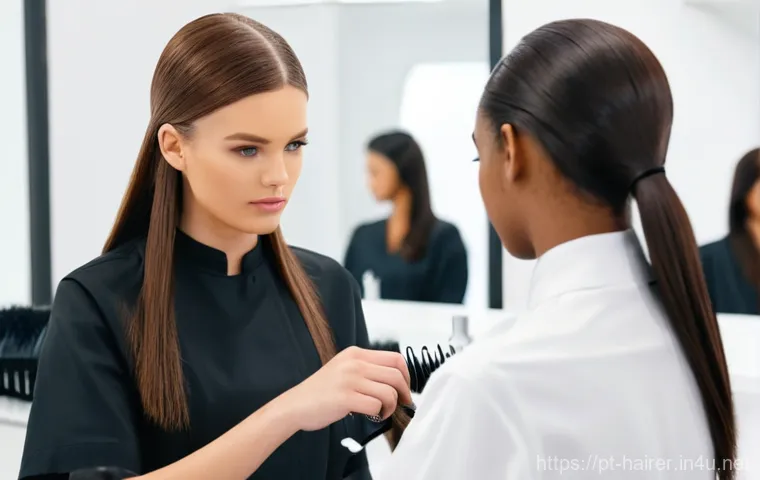 헤어디자이너 국가자격증 준비 팁 - **Prompt 1: Mastering Precision Haircutting**
    "A young adult female hairstylist, dressed in a ch...