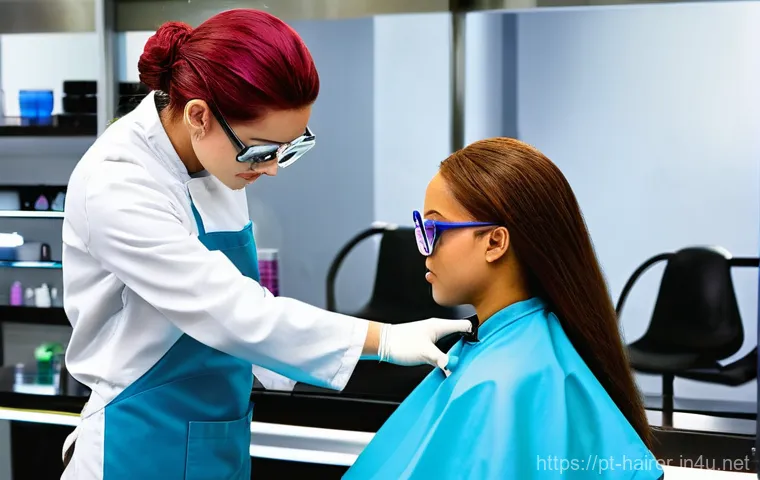 헤어디자이너 국가자격증 준비 팁 - **Prompt 1: Mastering Precision Haircutting**
    "A young adult female hairstylist, dressed in a ch...